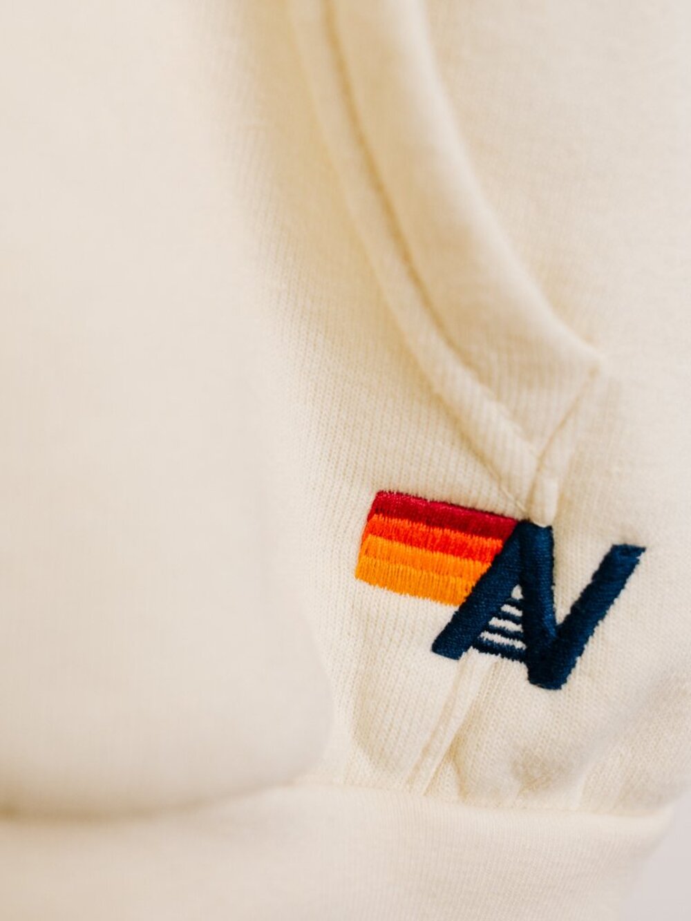 Aviator Nation Vintage White Tan 5 Stripe Relaxed Pullover Hoodie XL - Picture 2 of 8